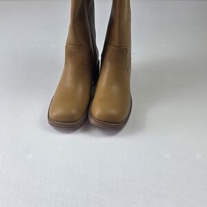 JustFab Tan Square-Toe Ankle Boots